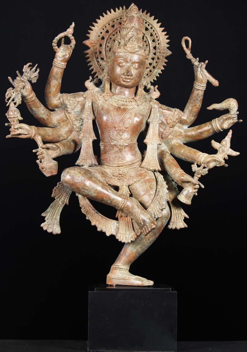 Brass 8 Armed Dancing Shiva Statue 38"